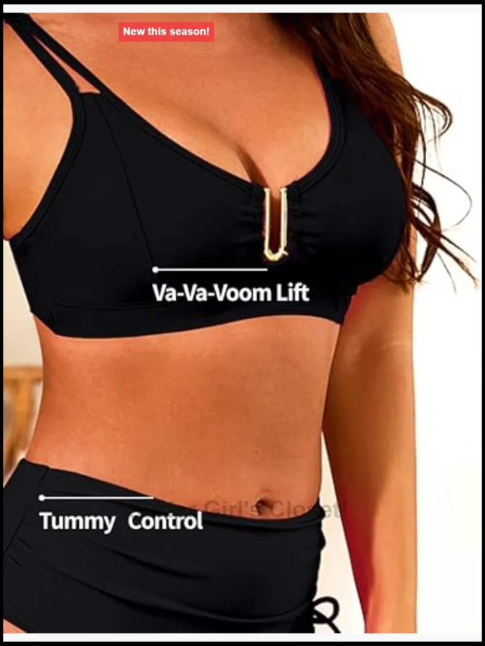 2 Piece Bikini Set High Waisted Tummy Control Swimwear